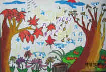 ＂菊花与枫叶＂秋天获奖儿童绘画作品欣赏步骤1