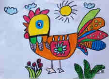 漂亮大公鸡的画法 彩色大公鸡儿童画图片教程