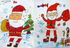 绘本故事可爱的圣诞老人儿童蜡笔画作品图片