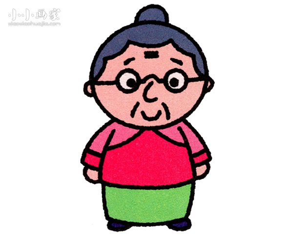 戴老花镜奶奶简笔画画法图片步骤步骤1