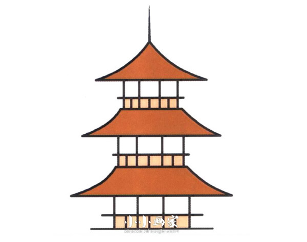 中国传统宝塔简笔画画法图片步骤步骤1