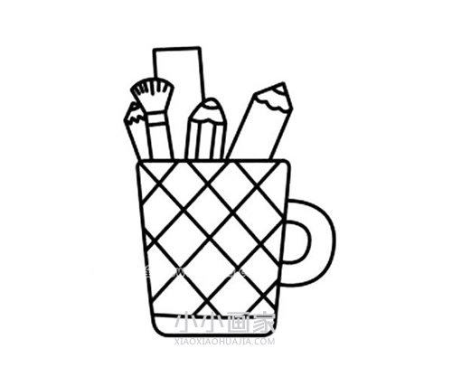 彩色笔筒简笔画画法图片步骤步骤4