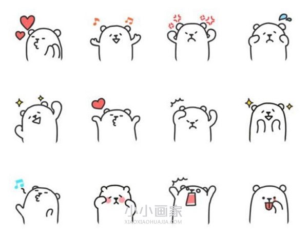 卡通小熊表情简笔画画法图片步骤步骤1