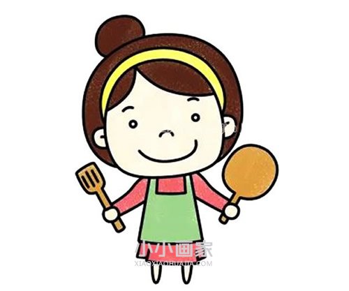 拿锅铲的妈妈简笔画画法图片步骤步骤1