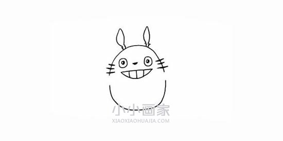 雨天打伞的龙猫简笔画画法图片步骤步骤3