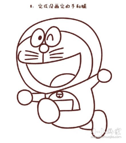 奔跑的哆啦A梦简笔画画法图片步骤步骤8