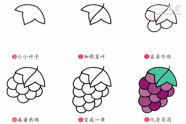 绘本故事一串葡萄的简笔画画法图片步骤