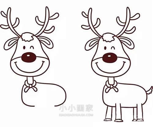 彩色圣诞节麋鹿简笔画画法图片步骤步骤5