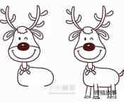 彩色圣诞节麋鹿简笔画画法图片步骤步骤5