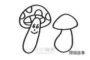 两只卡通蘑菇简笔画画法图片步骤步骤5