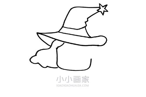 飞行的小魔女简笔画画法图片步骤步骤3