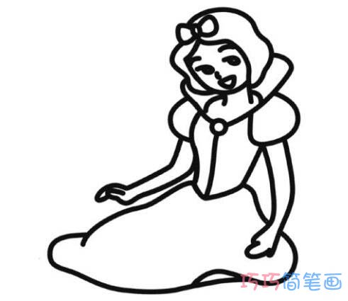 幼儿园白雪公主简笔画 涂色白雪公主怎么画简单漂亮步骤1