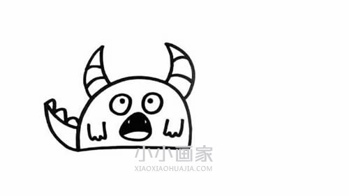 三个可爱怪兽简笔画画法图片步骤步骤3