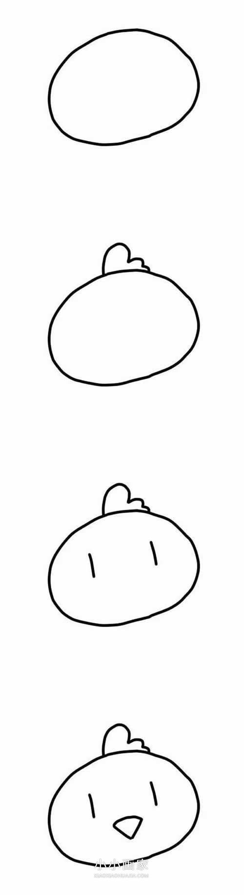 卡通小鸡简笔画画法图片步骤步骤2