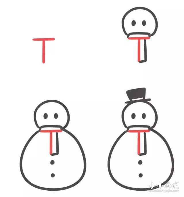 字母T简笔画雪人的画法图片步骤步骤1