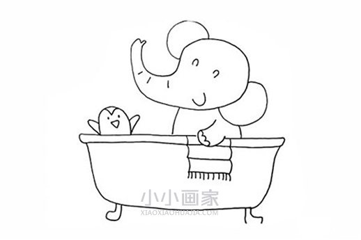泡澡的大象简笔画画法图片步骤步骤5