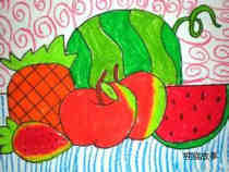 幼儿好吃的水果儿童水彩画作品图片步骤1