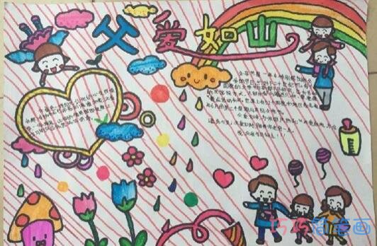 绘本故事关于父亲节的由来,父爱如山手抄报简笔画简单又漂亮