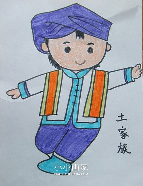 各民族人物蜡笔画作品图片步骤6