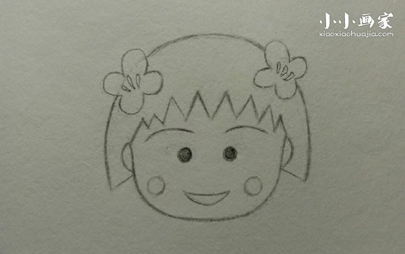 彩色樱桃小丸子简笔画画法图片步骤步骤4