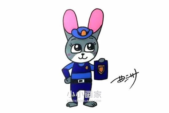 兔子警官朱迪简笔画画法图片步骤步骤1