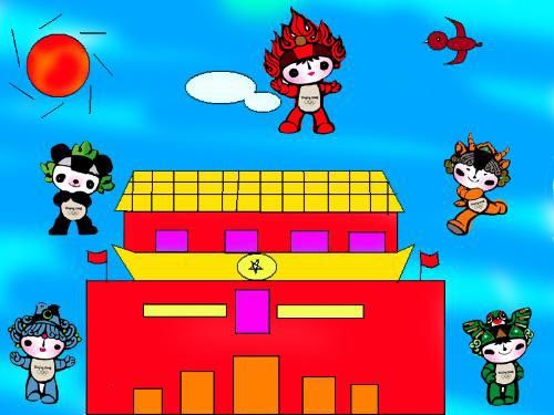 绘本故事大班美丽的天安门儿童画图片作品欣赏