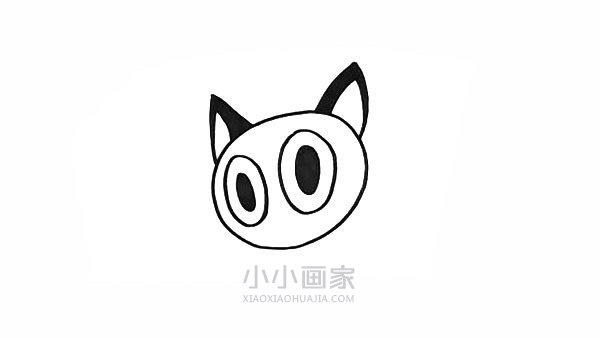 可爱黑色小猫简笔画画法图片步骤步骤4