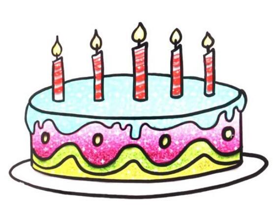 绘本故事漂亮生日蛋糕简笔画