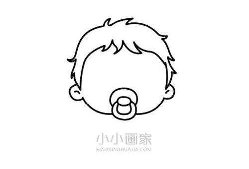 咬奶嘴的男宝宝简笔画画法图片步骤步骤3