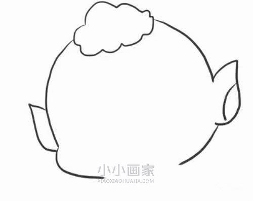 可爱胡巴简笔画画法图片步骤步骤3