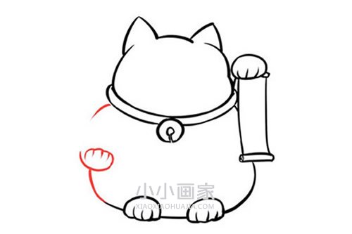 可爱招财猫简笔画画法图片步骤步骤5