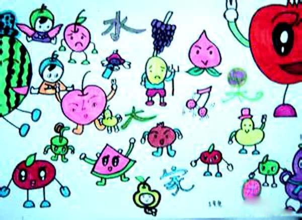 幼儿水果大家庭儿童画图片大全步骤1