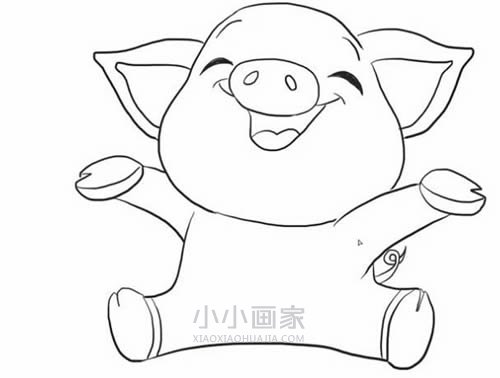 绘本故事开心的小猪简笔画画法图片步骤