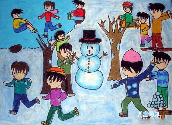小学生冬天主题儿童美术绘画作品步骤1