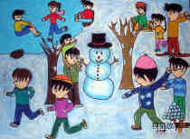 绘本故事小学生冬天主题儿童美术绘画作品