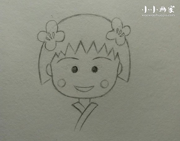彩色樱桃小丸子简笔画画法图片步骤步骤5