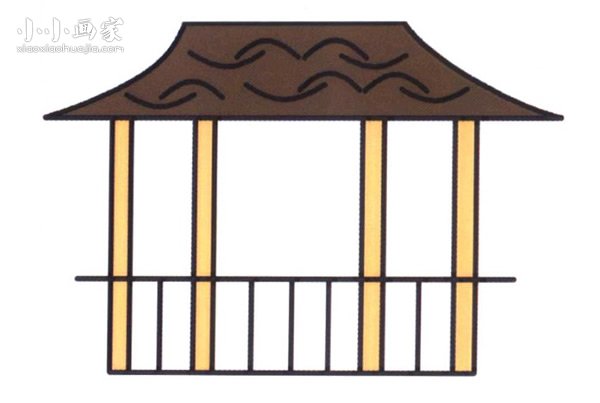 古代亭子简笔画画法图片步骤步骤1