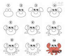 绘本故事彩色小螃蟹简笔画画法图片步骤