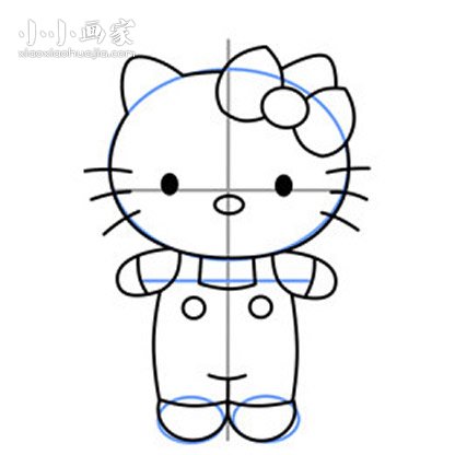 彩色的Hello Kitty简笔画画法图片步骤步骤9
