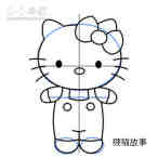 彩色的Hello Kitty简笔画画法图片步骤步骤9