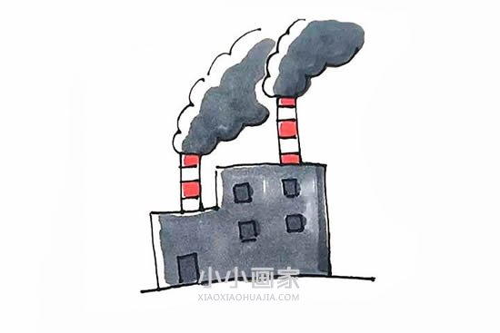 绘本故事开工的工厂简笔画画法图片步骤