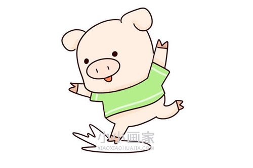 绘本故事踩水塘的卡通小猪简笔画画法图片步骤