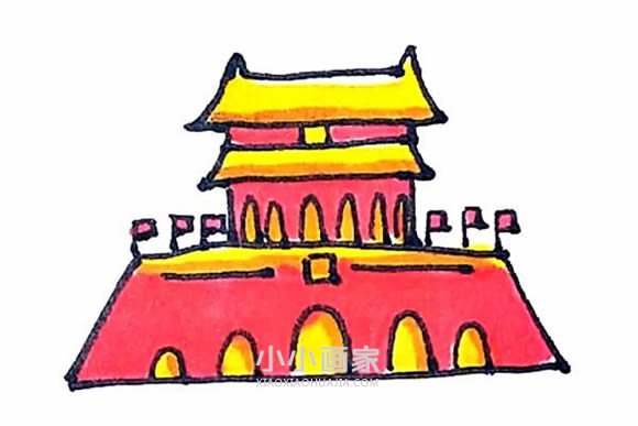 国庆节天安门简笔画画法图片步骤步骤1