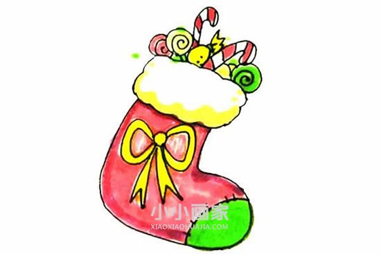 漂亮圣诞袜简笔画画法图片步骤步骤1