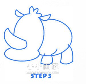 彩色卡通犀牛简笔画画法图片步骤步骤4