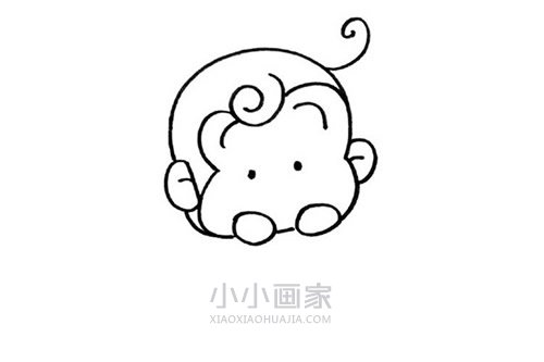 可爱猴宝宝简笔画画法图片步骤步骤4