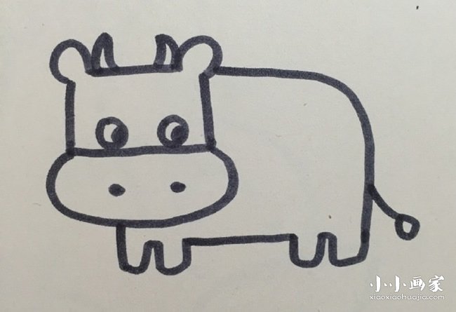 卡通小奶牛简笔画画法图片步骤步骤8