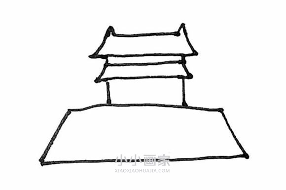 国庆节天安门简笔画画法图片步骤步骤6