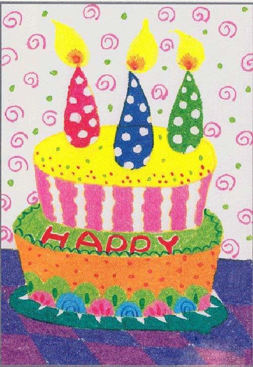 小学三年级生日蛋糕儿童画获奖作品图片步骤1