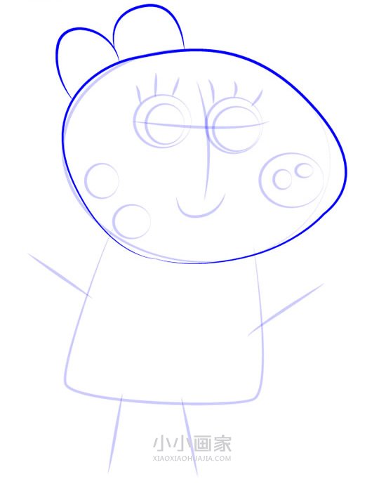 小猪佩奇小马帕蒂简笔画画法图片步骤步骤6